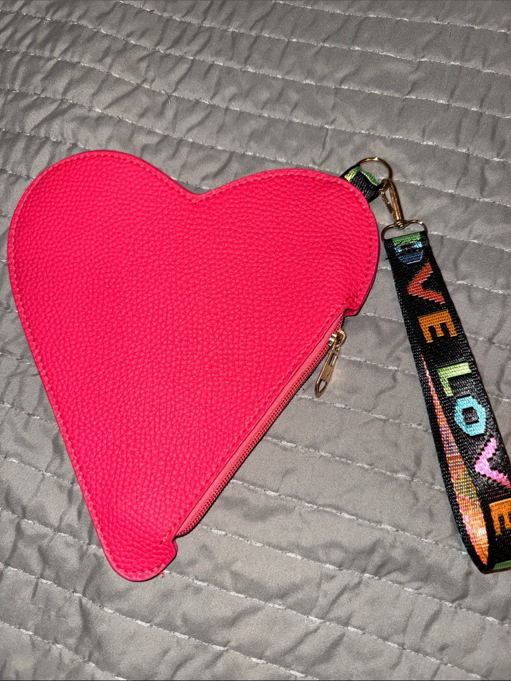 Heart-Shaped Wristlet Pouch in Bright Pink NWOT